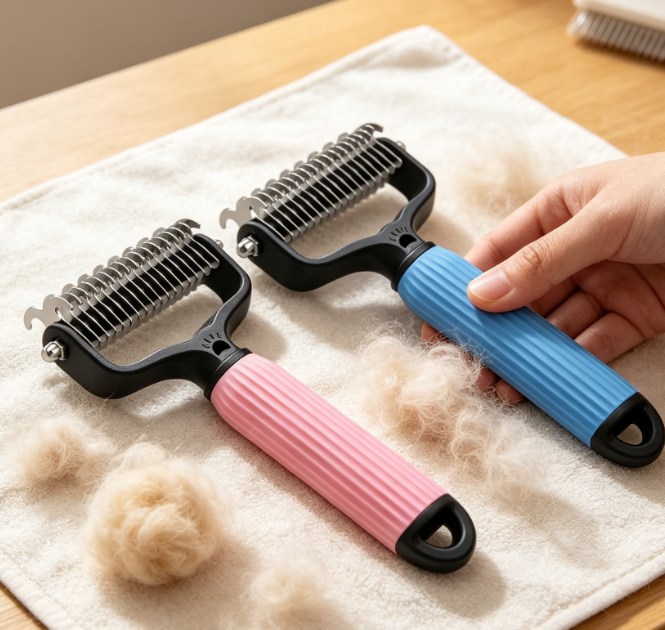 Double-Sided Undercoat Rake Set For Dematting Cats And Dogs - Image 2