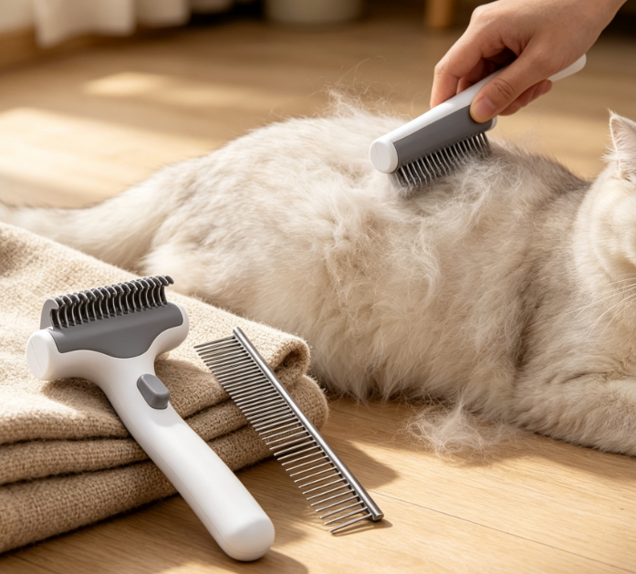 Metal-Tooth Undercoat Rake For Cats And Dogs
