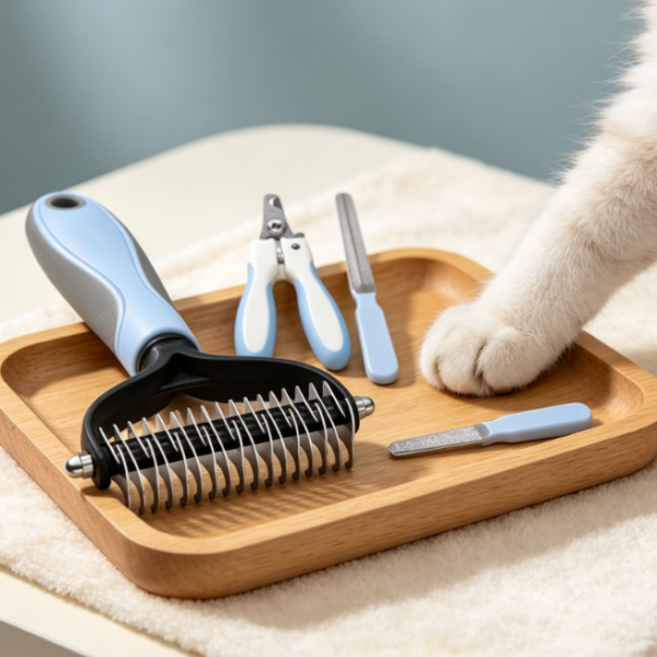 Double-Sided Dematting/Undercoat Rake And Nail Clipper Set