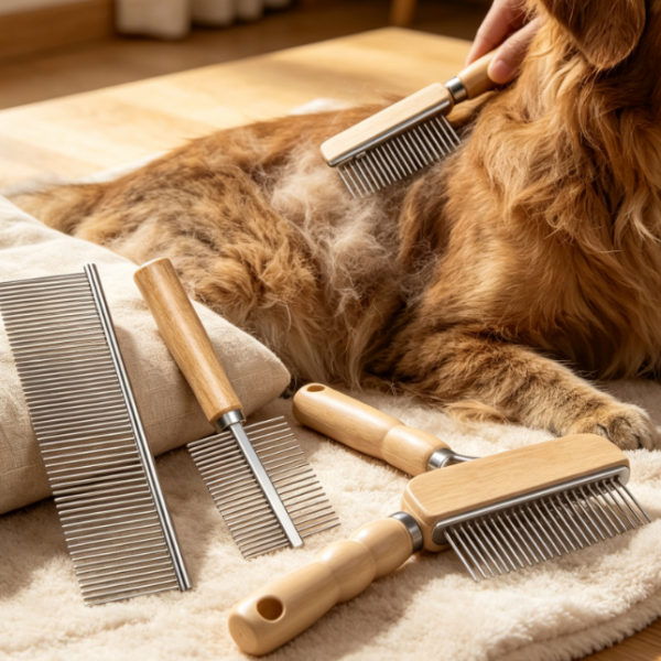 3-Piece Grooming Set (Rake And Comb) For Undercoat Removal