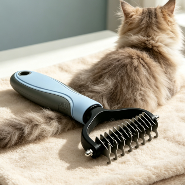 2-In-1 Rounded-Tooth Dematting Rake For Cats And Dogs