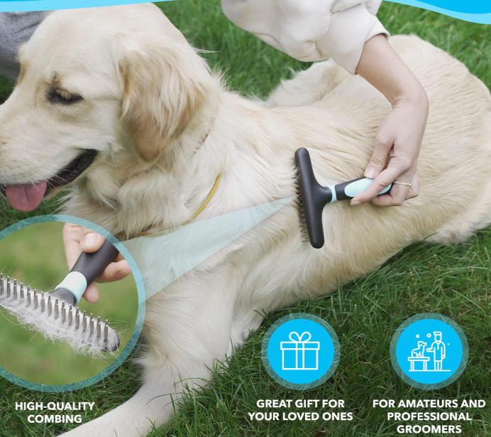 Double-Row Stainless Steel Undercoat Rake For Cats And Dogs - Image 2