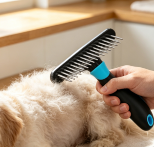 Double-Row Stainless Steel Undercoat Rake For Cats And Dogs