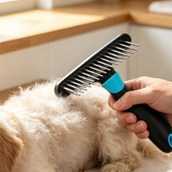 Double-Row Stainless Steel Undercoat Rake For Cats And Dogs