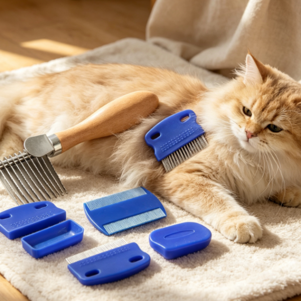 5-Piece Dematting Rake Set Including Flea Comb