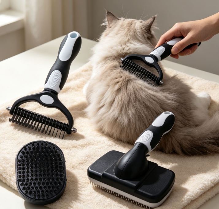 Self-Cleaning Slicker Brush And Bath Brush For Pets