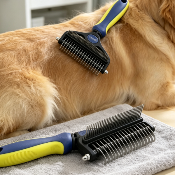 2-In-1 Undercoat Rake And Loose Fur Brush For Cats And Dogs