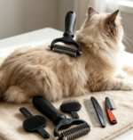 4-Piece Set: Double-Sided Rake, Metal Comb, And Flea Comb