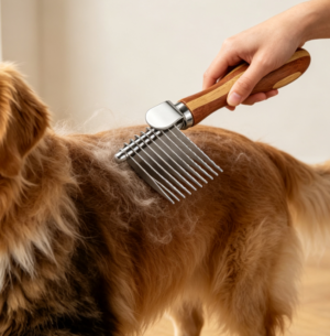 Bamboo-Handled Dematting And Undercoat Rake