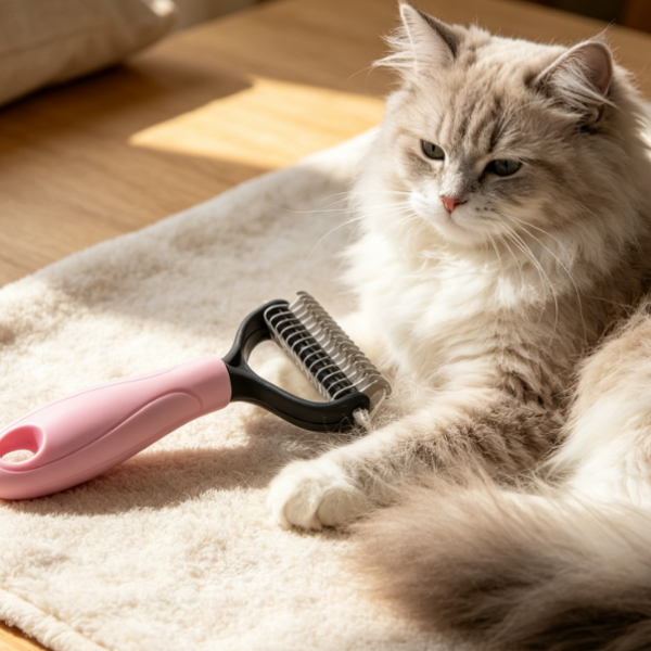 Double-Sided Dematting Undercoat Rake For Long-Haired Pets