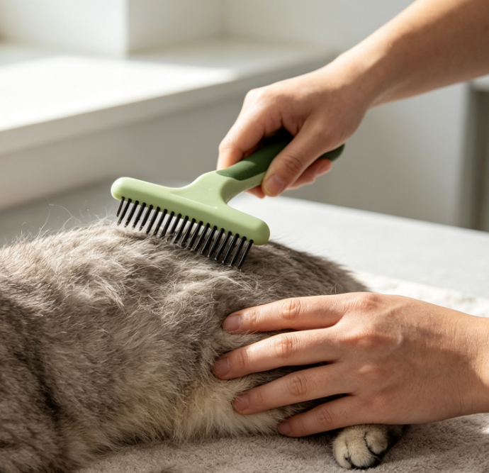 Single-Row Undercoat Rake For Pet Grooming
