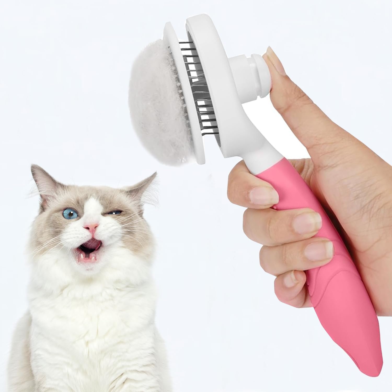 Self-Cleaning Slicker Brush For Massage And Loose Fur Removal - Image 2