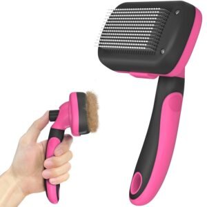 Self-Cleaning Slicker Brush For Detangling And Loose Fur Removal
