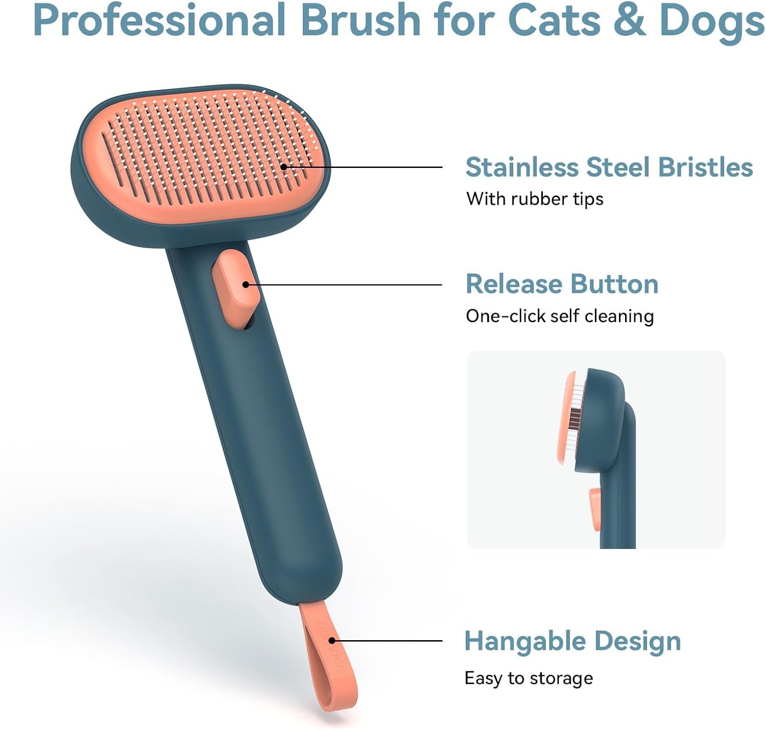 Self-Cleaning Grooming Brush For Massage And Loose Fur Removal (Long-Haired Cats) - Image 2