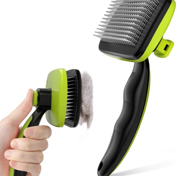 Self-Cleaning Slicker Brush For Cats And Dogs With One-Click Cleaning