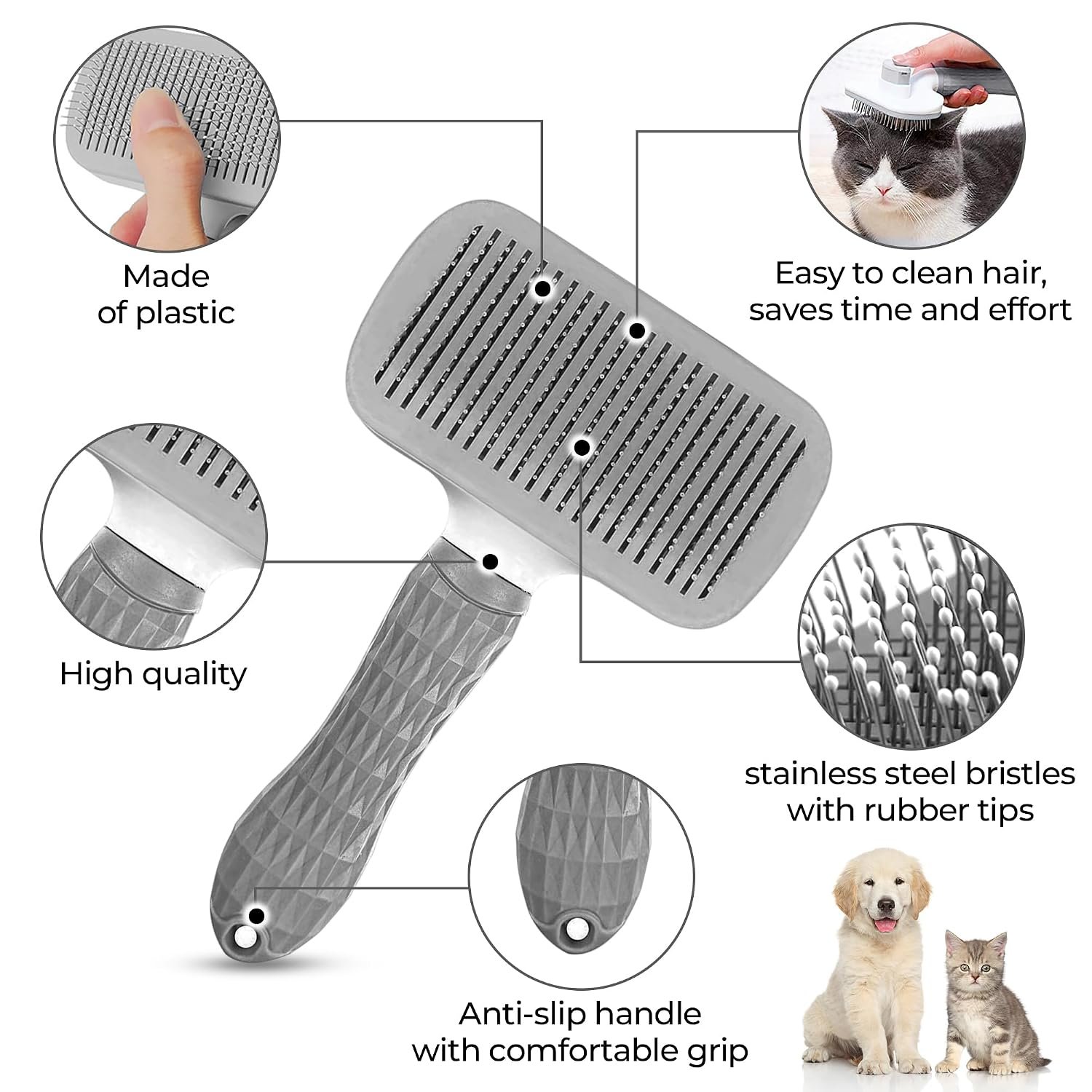 Self-Cleaning Loose Fur Brush For Long And Short-Haired Cats And Dogs - Image 2