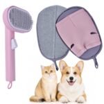 2-Piece Set: Self-Cleaning Slicker Brush And Electrostatic Glove
