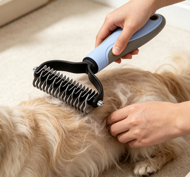 2-In-1 Undercoat Rake For Dematting Cats And Dogs